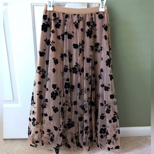 Tan flower maxi skirt